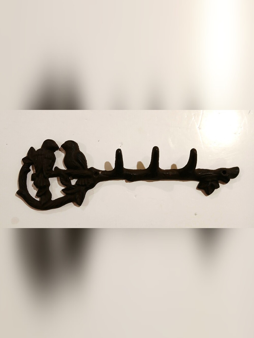 Cast Iron Bird Wall Hook Rack in Brown